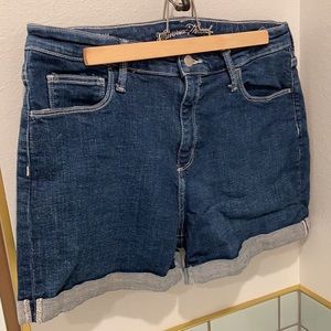 Universal Thread High Rise midi dark denim shorts